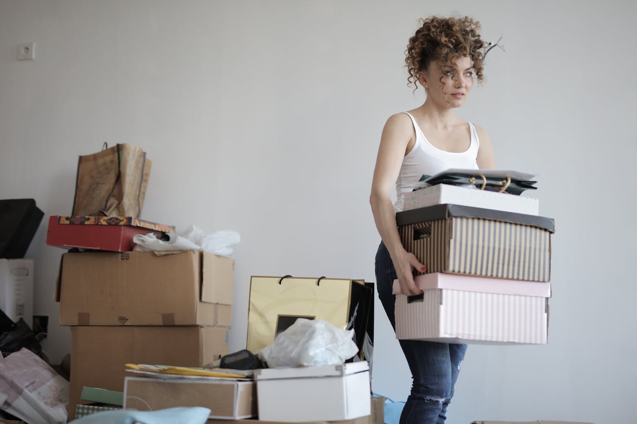 A lady moving house